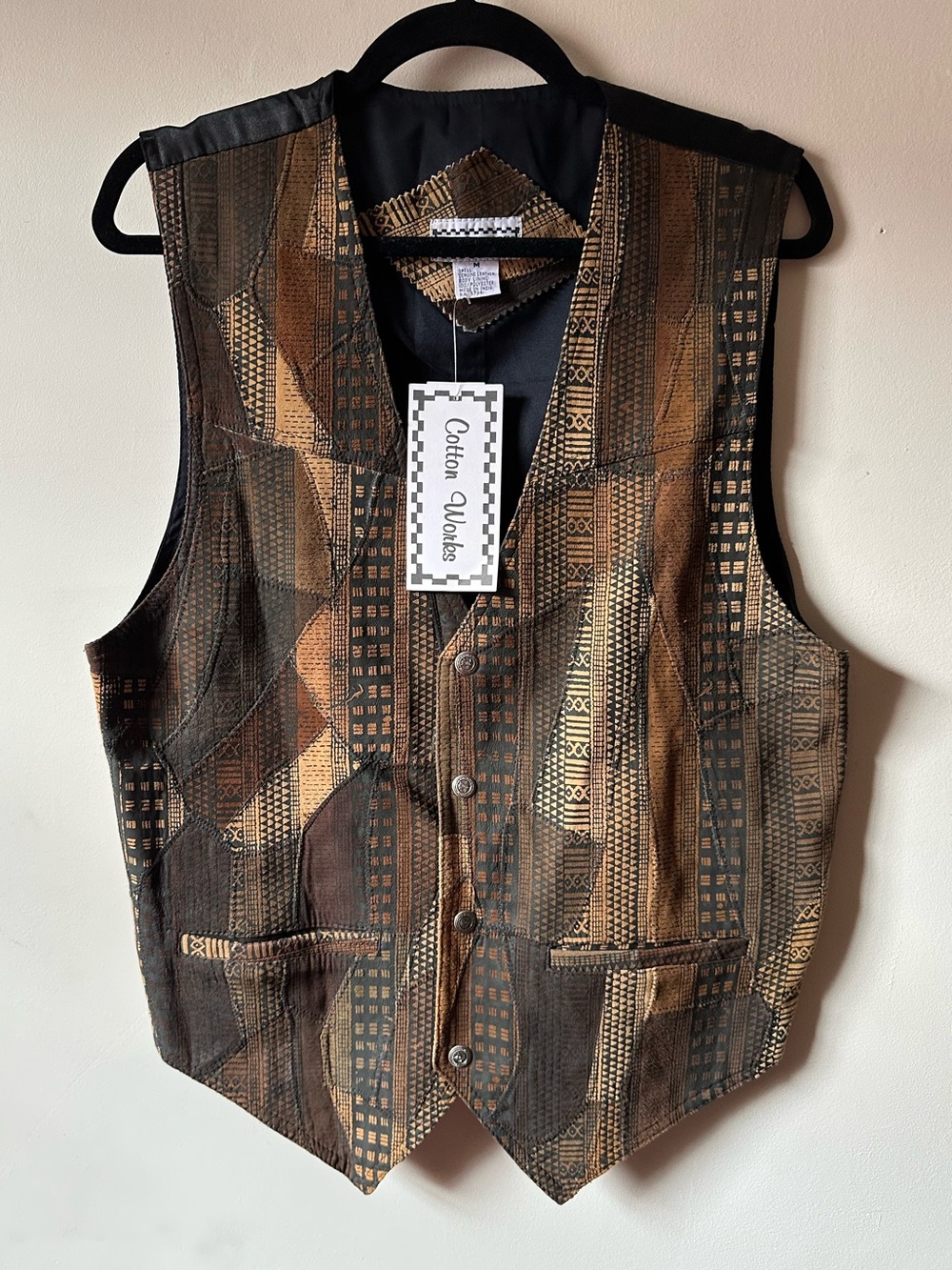 NWT Vintage Cotton Works Bohemian Leather Vest